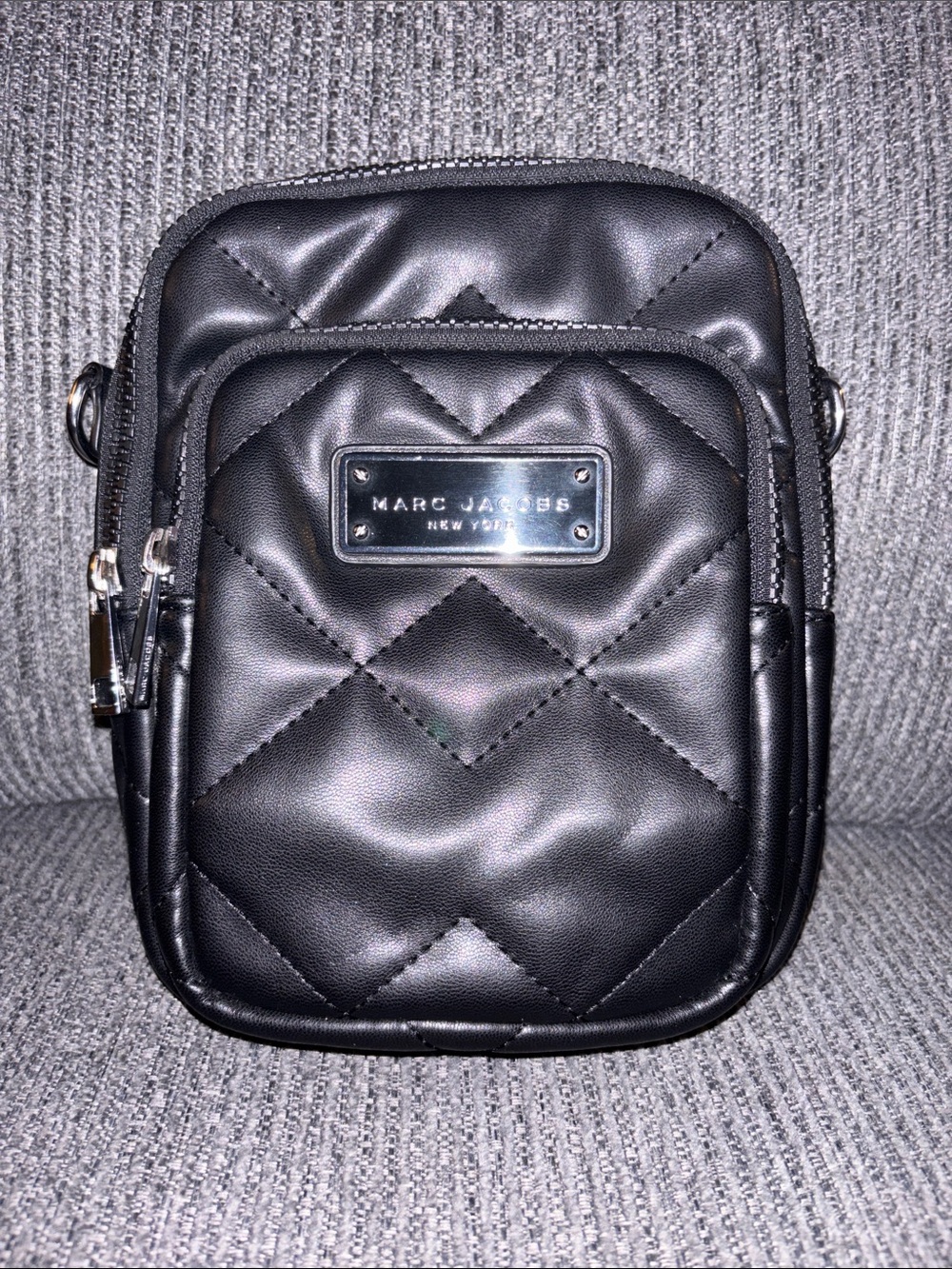 Marc Jacobs Black Quilted Belt Bag with Logo Plaque